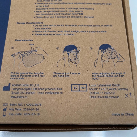 Medical Face shield  F2 unisex men’s women’s . lot of 10 - Picture 3 of 3